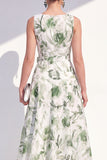 Purple Flower V-Neck A Line Maxi Beach Wedding Guest Dress with Bow