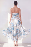 Orange Flower Strapless Ruched A Line Beach Wedding Guest Dress
