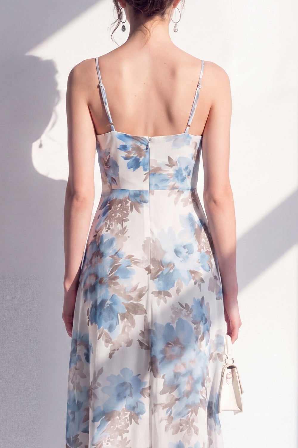 Pink Flower Ruffled Sheath Beach Wedding Guest Dress with Slit