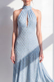 Olive High Neck Keyhole A Line Maxi Beach Wedding Guest Dress