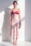 Pink Floral Spaghetti Straps Maxi Beach Wedding Guest Dress