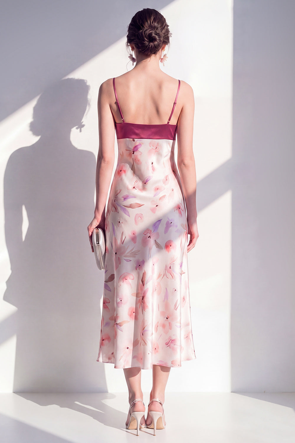 Pink Floral Spaghetti Straps Maxi Beach Wedding Guest Dress