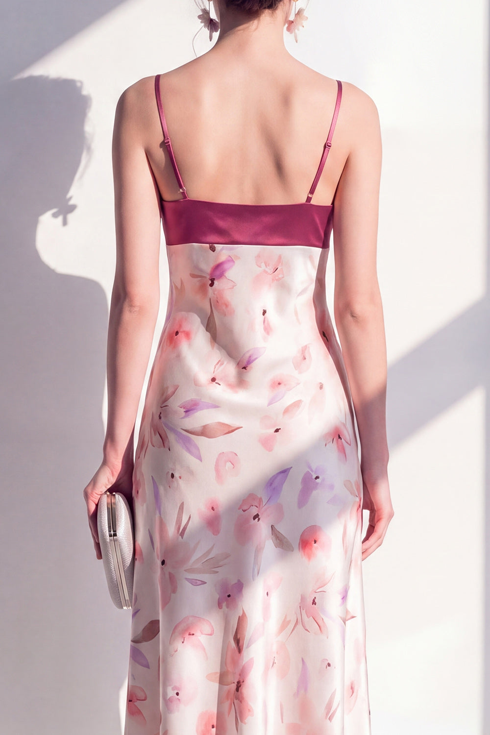 Pink Floral Spaghetti Straps Maxi Beach Wedding Guest Dress