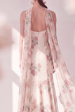 Spaghetti Straps Apricot Floral Maxi Beach Wedding Guest Dress with Slit