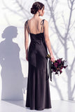 Spaghetti Straps Long Butter Yellow Mermaid Bridesmaid Dress with Slit