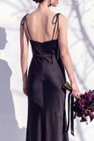 Spaghetti Straps Long Butter Yellow Mermaid Bridesmaid Dress with Slit