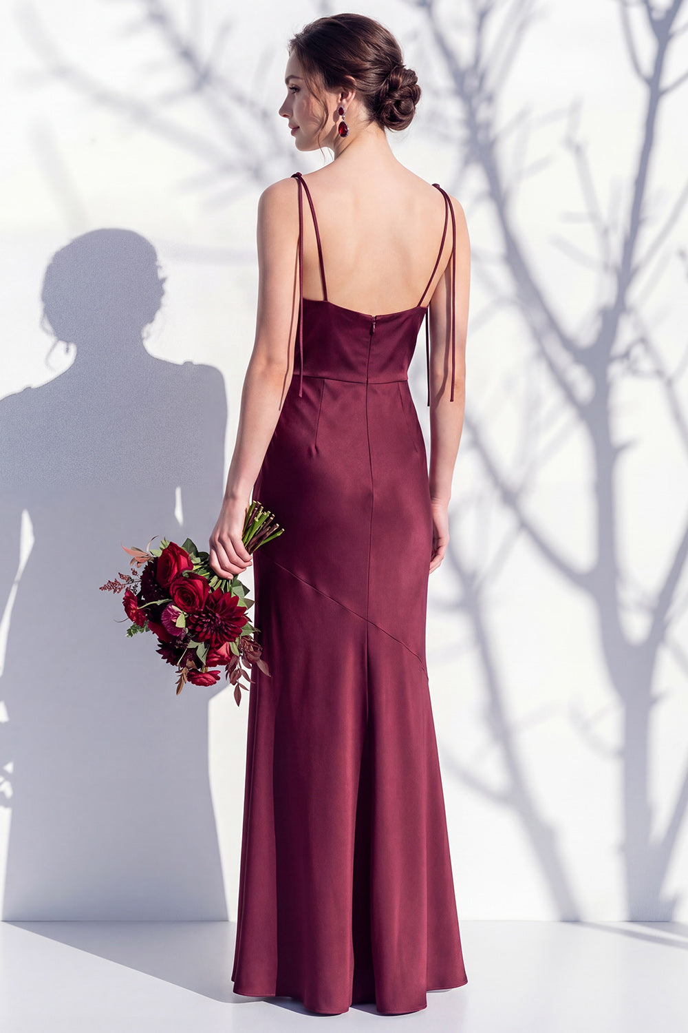 Spaghetti Straps Long Butter Yellow Mermaid Bridesmaid Dress with Slit