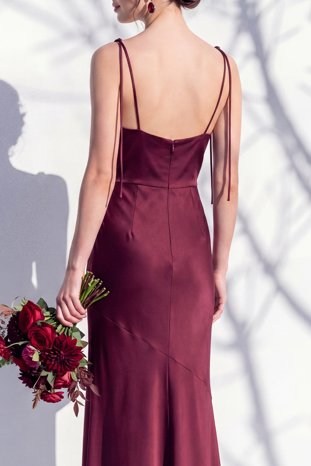 Spaghetti Straps Long Butter Yellow Mermaid Bridesmaid Dress with Slit