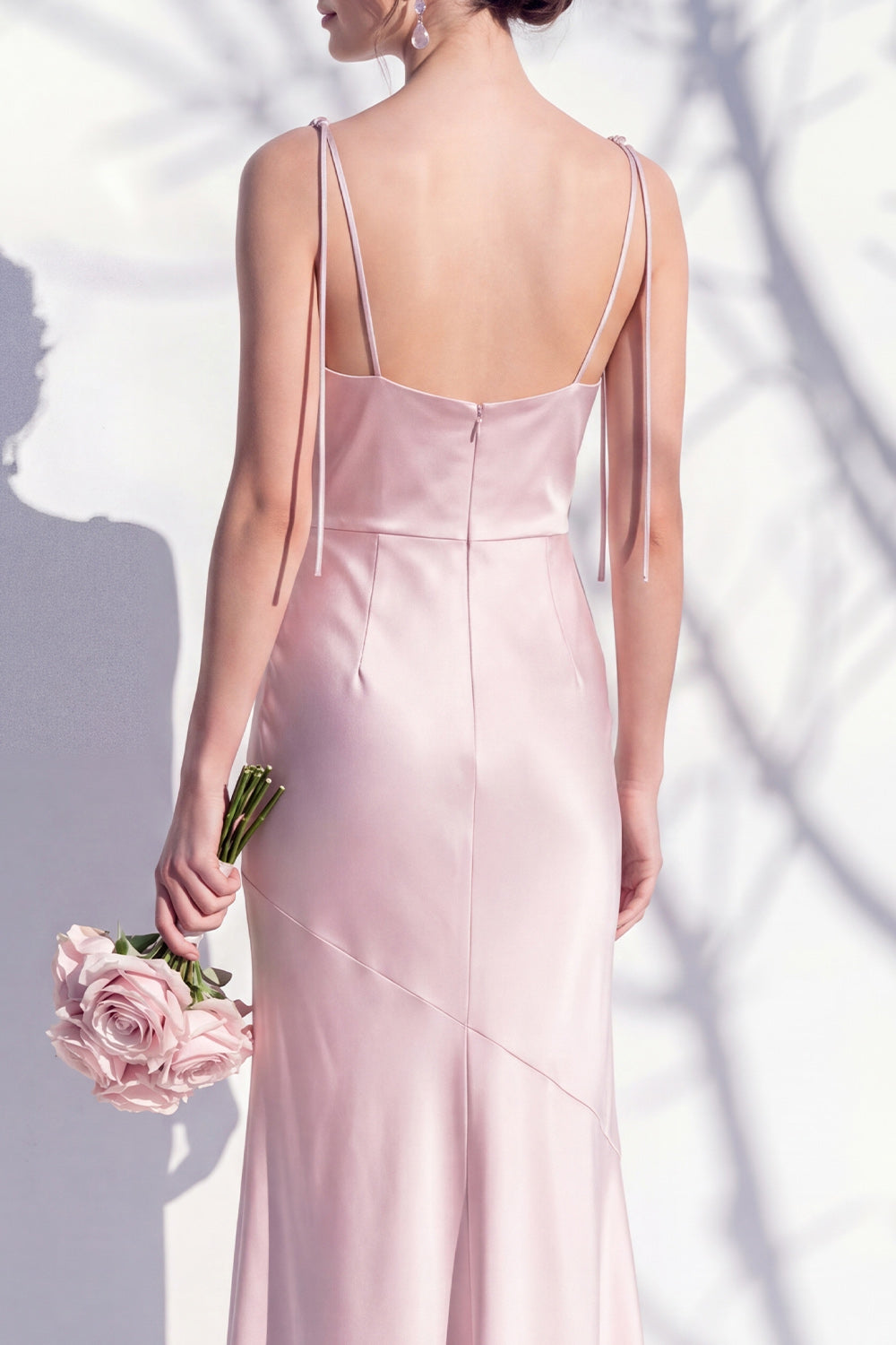 Spaghetti Straps Long Butter Yellow Mermaid Bridesmaid Dress with Slit
