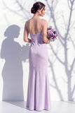 Spaghetti Straps Long Butter Yellow Mermaid Bridesmaid Dress with Slit