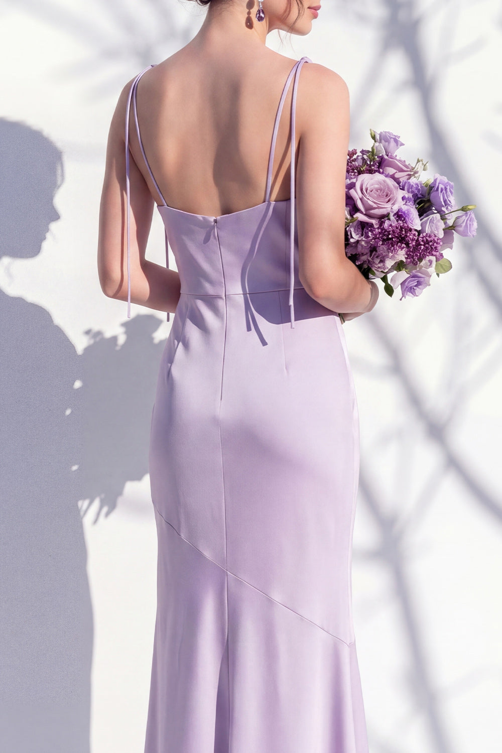 Spaghetti Straps Long Butter Yellow Mermaid Bridesmaid Dress with Slit
