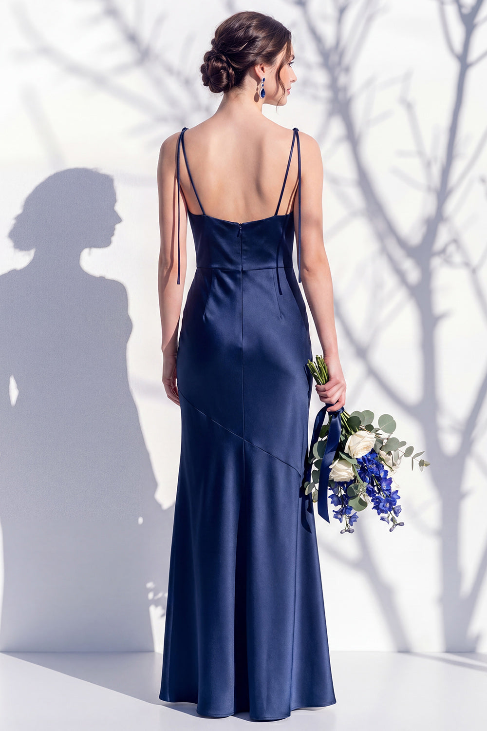 Spaghetti Straps Long Butter Yellow Mermaid Bridesmaid Dress with Slit