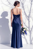 Spaghetti Straps Long Butter Yellow Mermaid Bridesmaid Dress with Slit