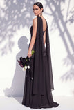 Strapless Long Butter Yellow A Line Neck Scarf Bridesmaid Dress with Pearls