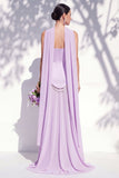 Strapless Long Butter Yellow A Line Neck Scarf Bridesmaid Dress with Pearls