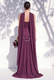 Strapless Long Butter Yellow A Line Neck Scarf Bridesmaid Dress with Pearls