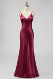 Butter Yellow Spaghetti Straps Long Mermaid Bridesmaid Dress