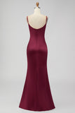 Butter Yellow Spaghetti Straps Long Mermaid Bridesmaid Dress