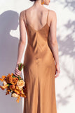 Butter Yellow Spaghetti Straps Long Mermaid Bridesmaid Dress