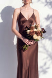 Butter Yellow Spaghetti Straps Long Mermaid Bridesmaid Dress