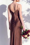 Butter Yellow Spaghetti Straps Long Mermaid Bridesmaid Dress