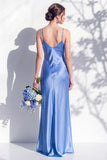 Butter Yellow Spaghetti Straps Long Mermaid Bridesmaid Dress