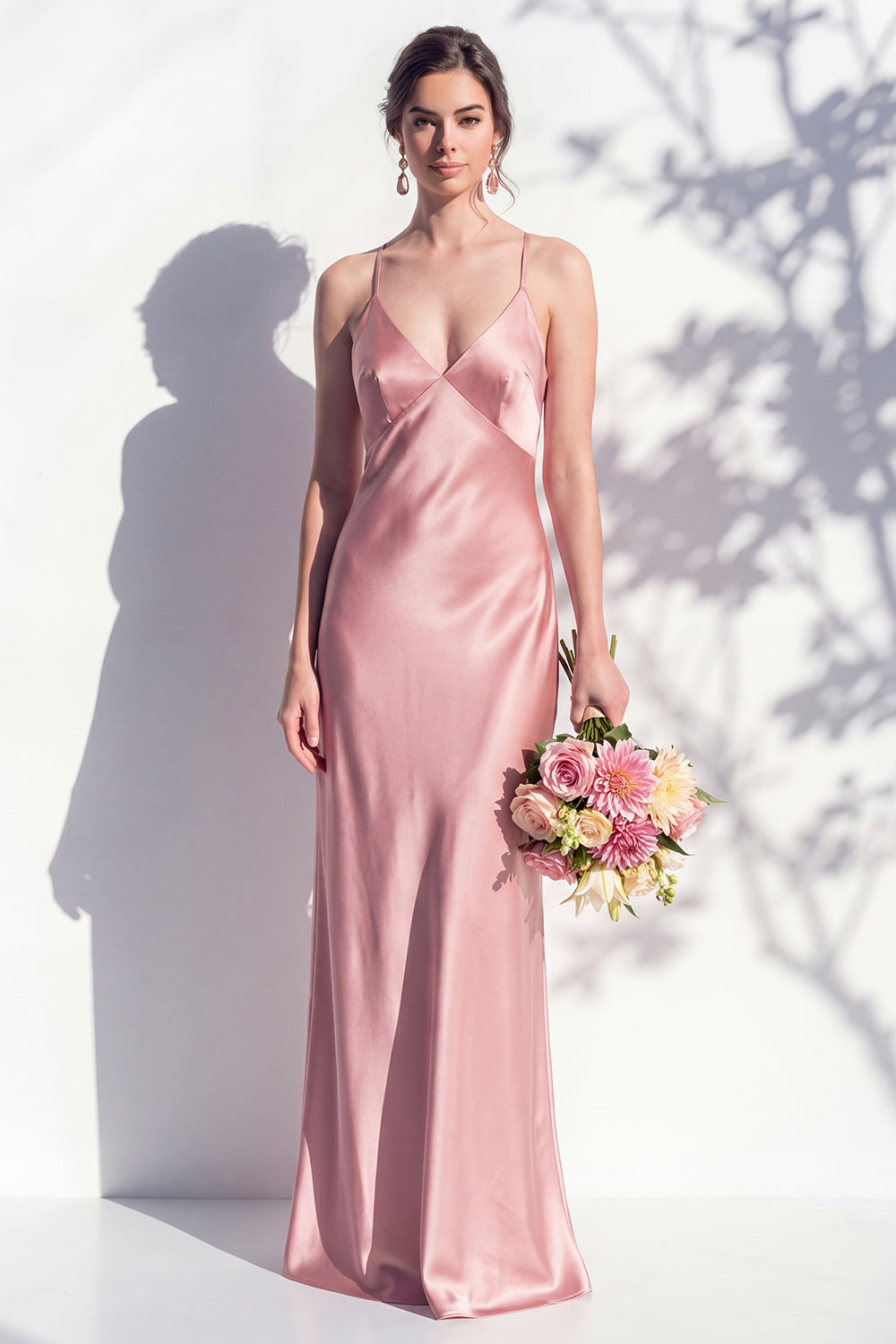 Butter Yellow Spaghetti Straps Long Mermaid Bridesmaid Dress