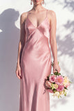 Butter Yellow Spaghetti Straps Long Mermaid Bridesmaid Dress