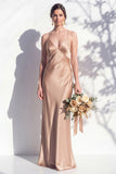 Butter Yellow Spaghetti Straps Long Mermaid Bridesmaid Dress