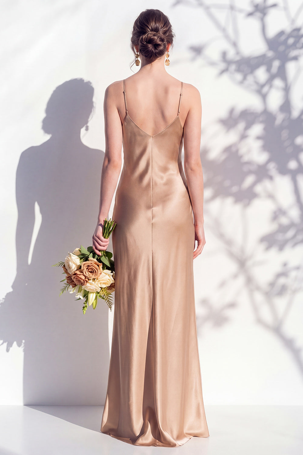 Butter Yellow Spaghetti Straps Long Mermaid Bridesmaid Dress