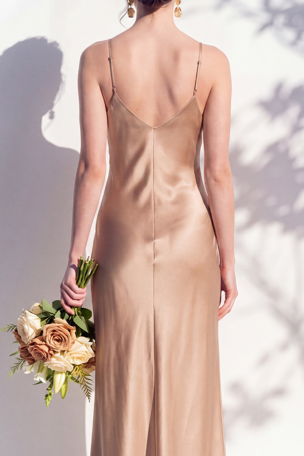 Butter Yellow Spaghetti Straps Long Mermaid Bridesmaid Dress