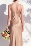 Butter Yellow Spaghetti Straps Long Mermaid Bridesmaid Dress