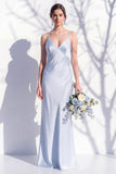 Butter Yellow Spaghetti Straps Long Mermaid Bridesmaid Dress