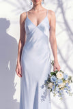 Butter Yellow Spaghetti Straps Long Mermaid Bridesmaid Dress