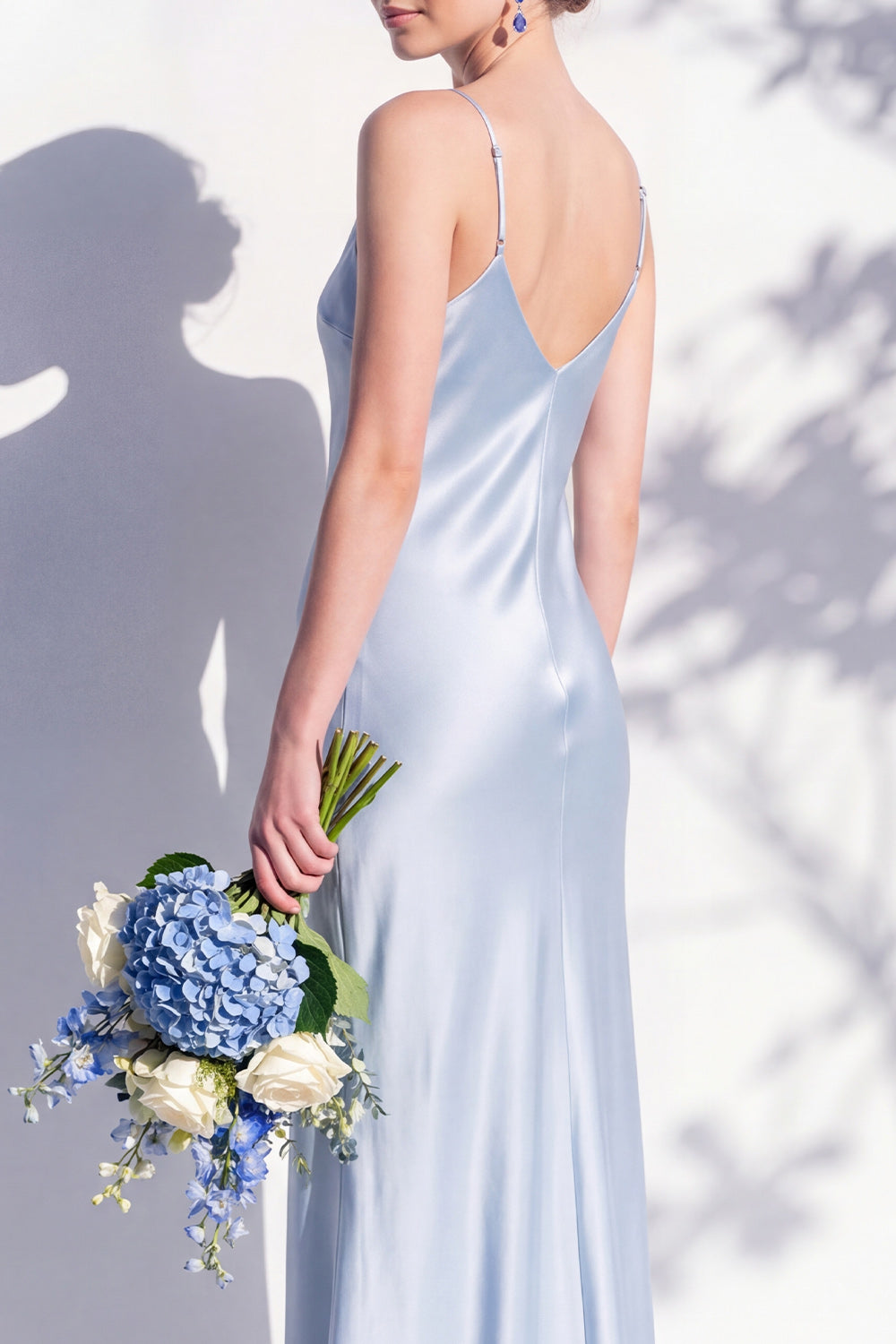 Butter Yellow Spaghetti Straps Long Mermaid Bridesmaid Dress