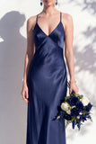 Butter Yellow Spaghetti Straps Long Mermaid Bridesmaid Dress