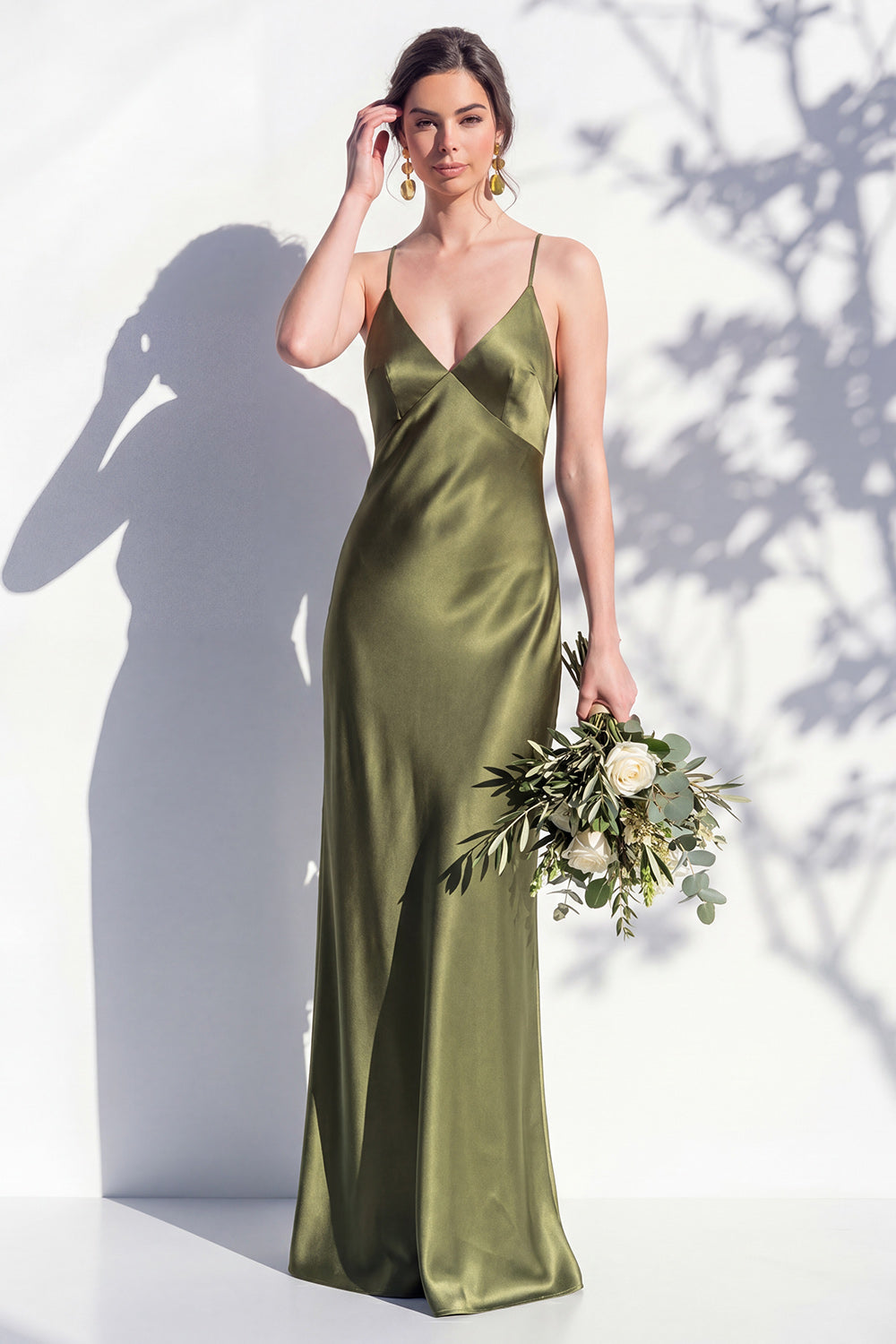 Butter Yellow Spaghetti Straps Long Mermaid Bridesmaid Dress