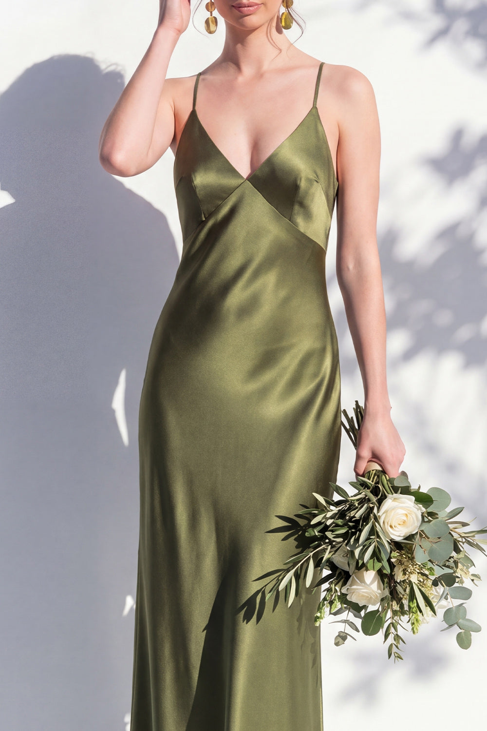 Butter Yellow Spaghetti Straps Long Mermaid Bridesmaid Dress