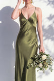 Butter Yellow Spaghetti Straps Long Mermaid Bridesmaid Dress