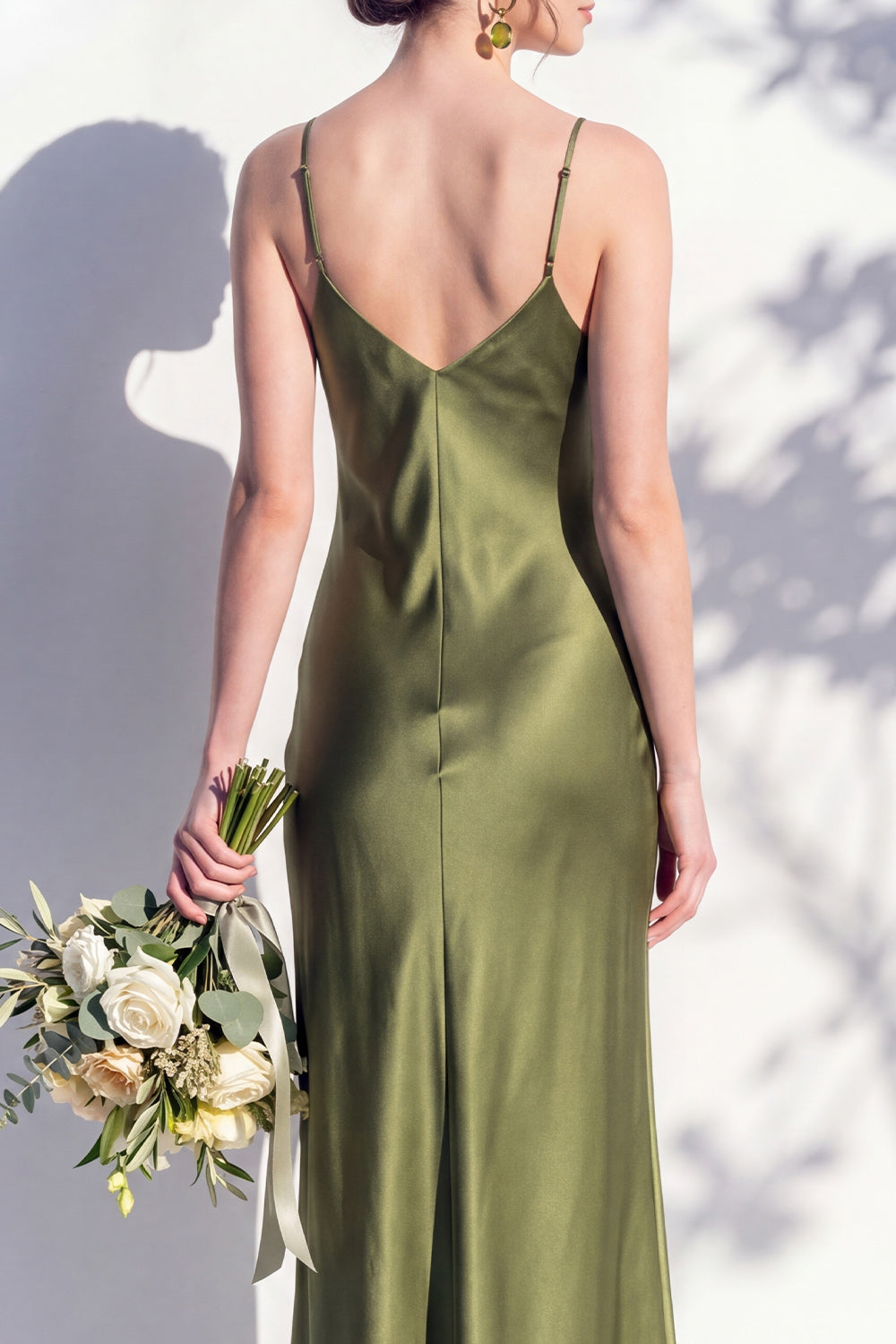 Butter Yellow Spaghetti Straps Long Mermaid Bridesmaid Dress