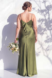 Butter Yellow Spaghetti Straps Long Mermaid Bridesmaid Dress