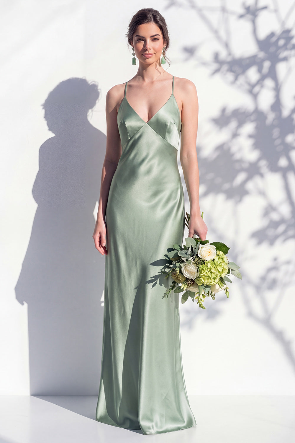 Butter Yellow Spaghetti Straps Long Mermaid Bridesmaid Dress