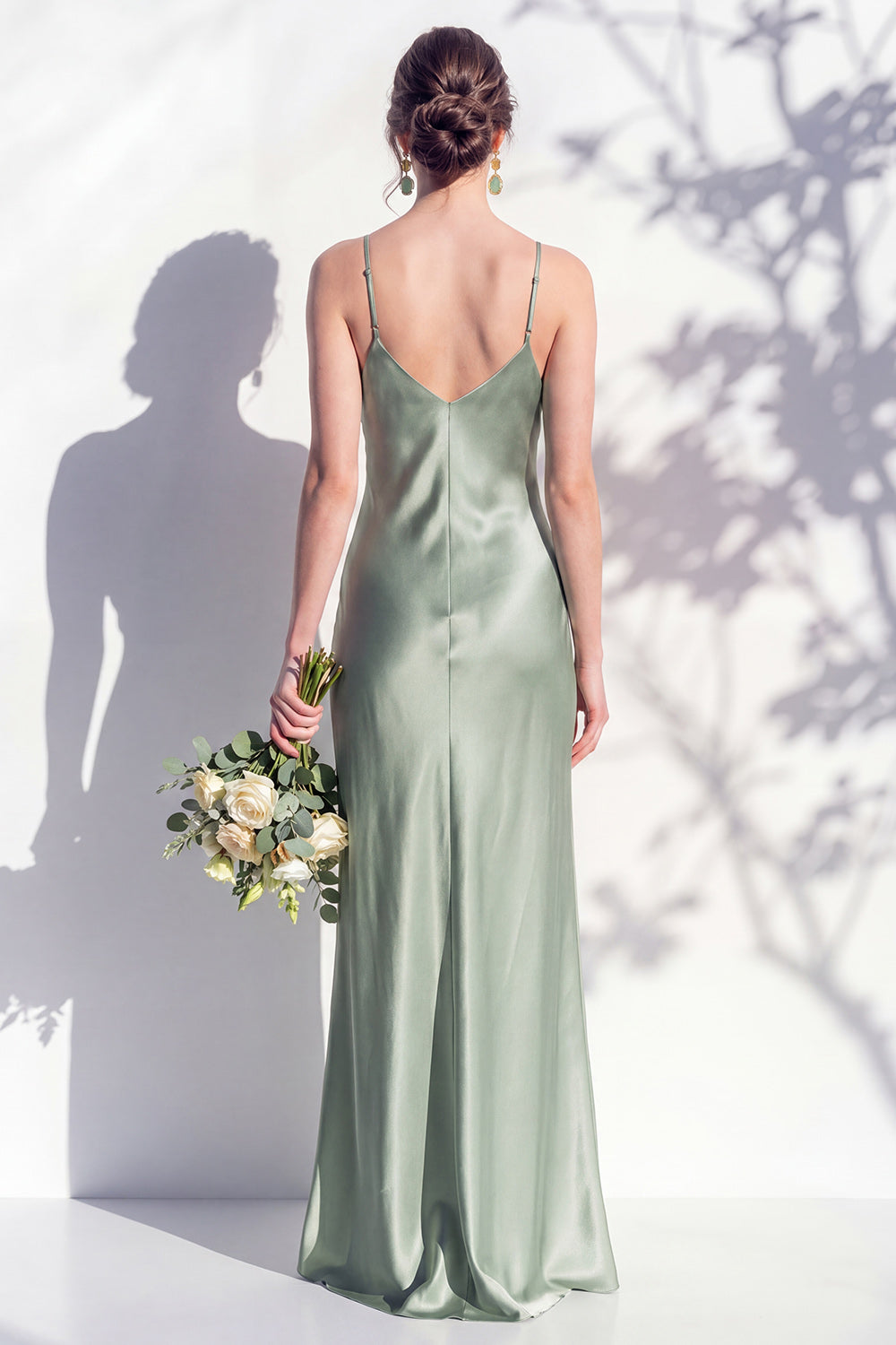 Butter Yellow Spaghetti Straps Long Mermaid Bridesmaid Dress