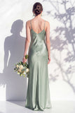 Butter Yellow Spaghetti Straps Long Mermaid Bridesmaid Dress