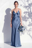 Butter Yellow Spaghetti Straps Long Mermaid Bridesmaid Dress
