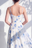 Green Flower Asymmetrical Cowl Neck A Line Bridesmaid Dress
