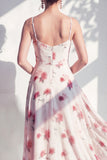 Green Flower Asymmetrical Cowl Neck A Line Bridesmaid Dress
