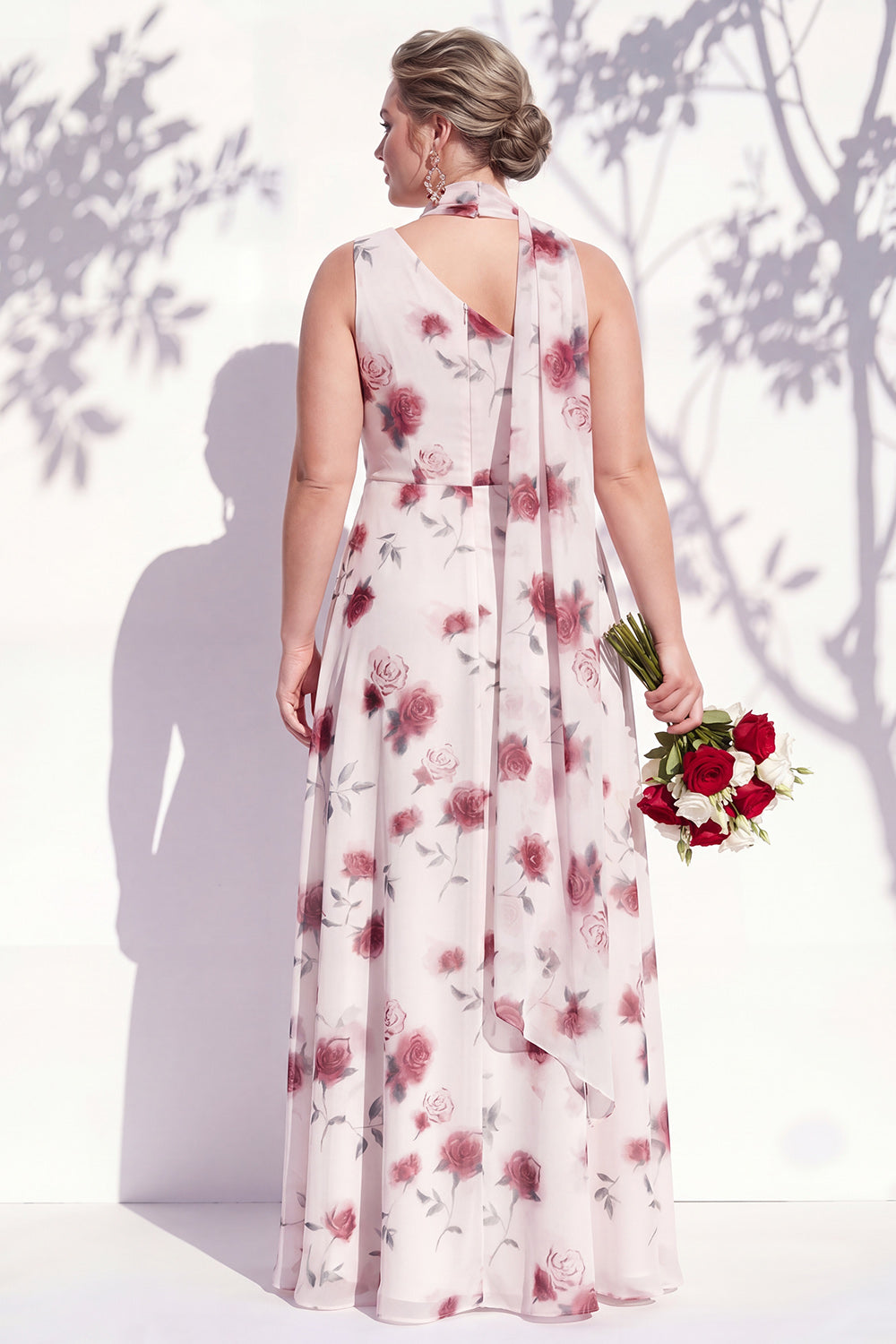 Green Flower Long One Shoulder Ruched A Line Bridesmaid Dress with Slit