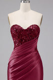 Sweetheart Sparkly Burgundy Tight Short Beaded Ruched Homecoming Dress