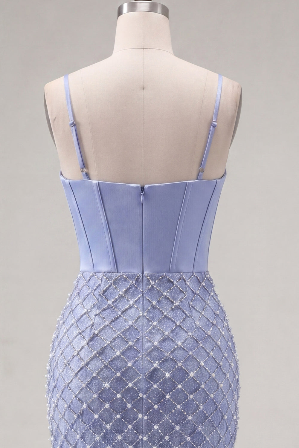 Ruffled Blue Corset Tight Short Fringed Homecoming Dress with Pearls